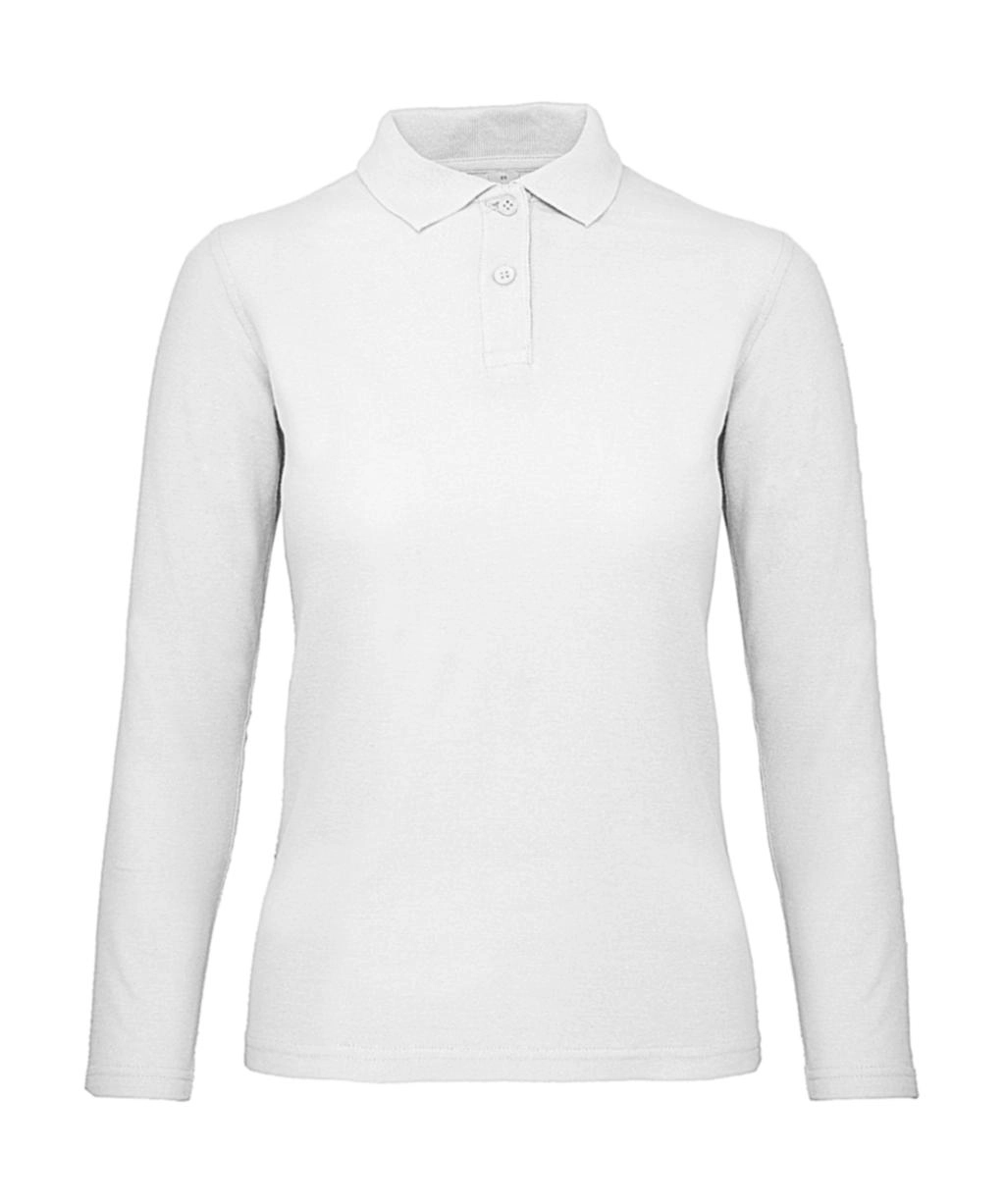 ID.001 LSL /women Polo zum Besticken und Bedrucken in der Farbe White mit Ihren Logo, Schriftzug oder Motiv.