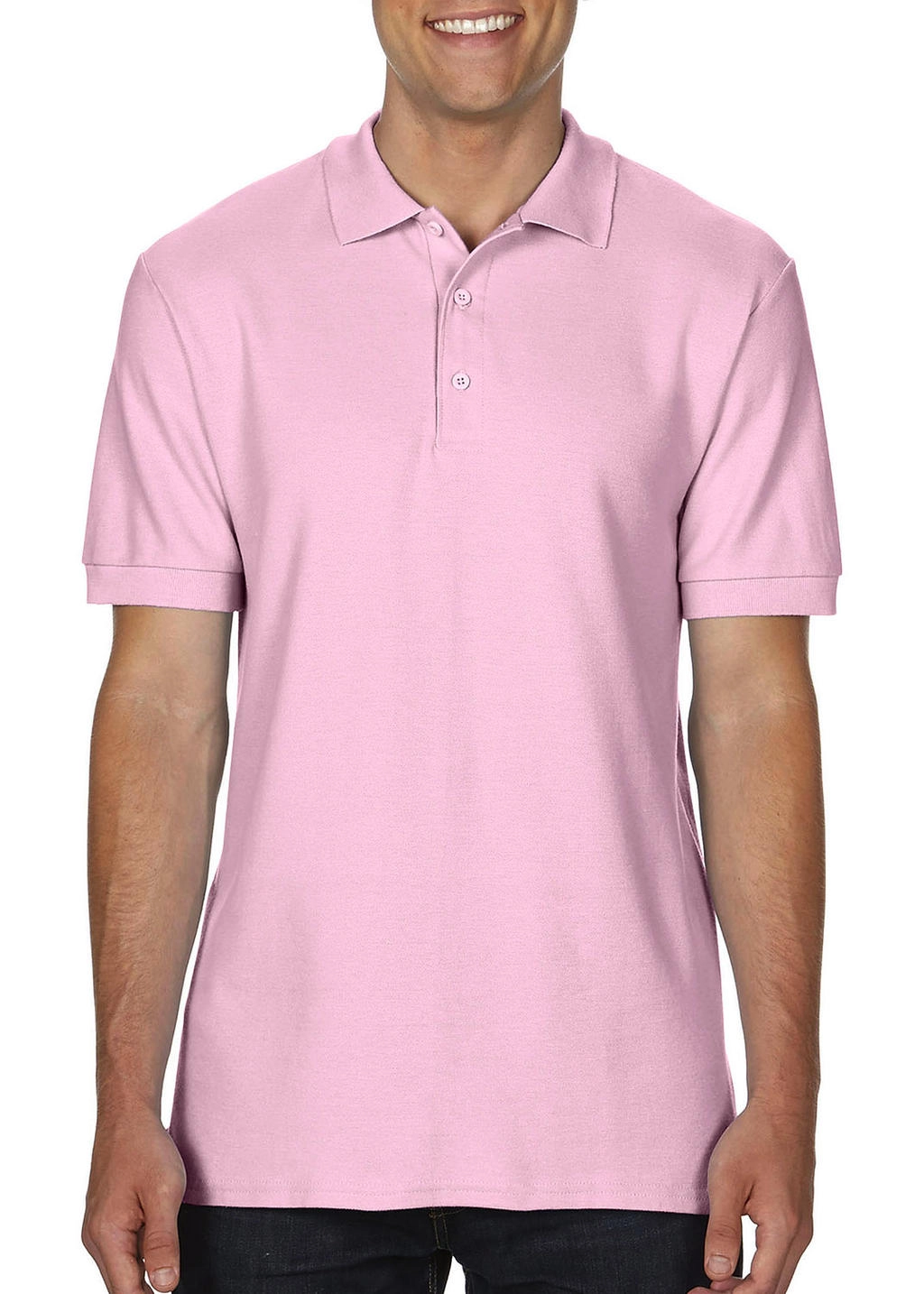 Premium Cotton Double Piqué Polo zum Besticken und Bedrucken in der Farbe Light Pink mit Ihren Logo, Schriftzug oder Motiv.