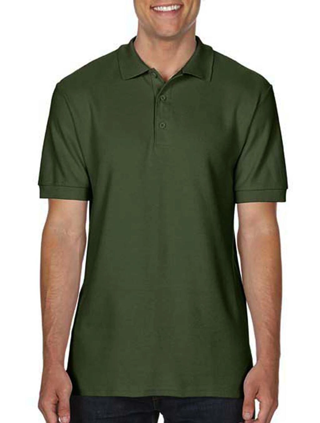 Premium Cotton Double Piqué Polo zum Besticken und Bedrucken in der Farbe Military Green mit Ihren Logo, Schriftzug oder Motiv.