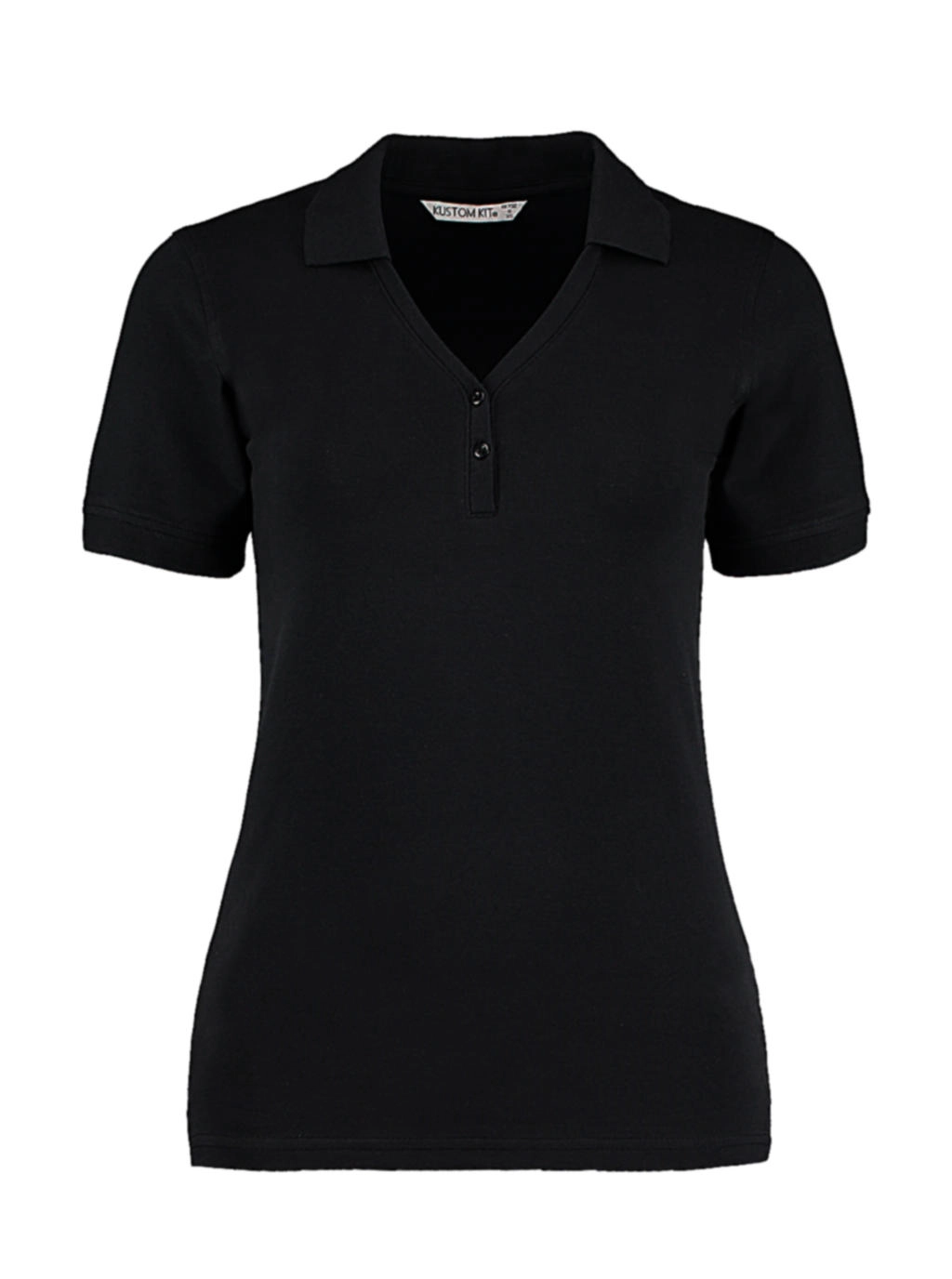 Women`s Regular Fit Comfortec® V Neck Polo zum Besticken und Bedrucken in der Farbe Black mit Ihren Logo, Schriftzug oder Motiv.