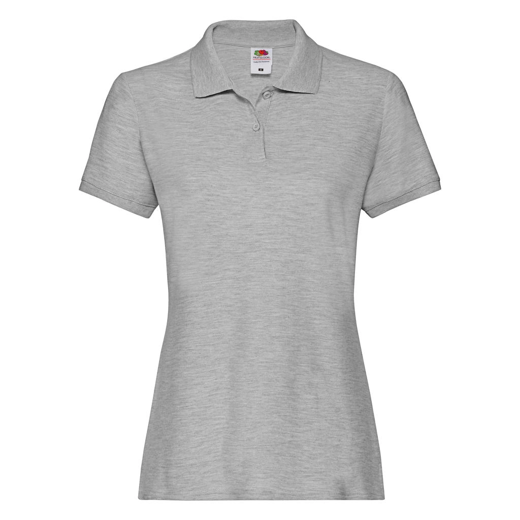 Ladies` Premium Polo zum Besticken und Bedrucken in der Farbe Athletic Heather mit Ihren Logo, Schriftzug oder Motiv.