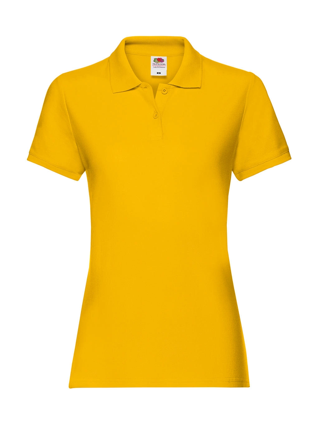 Ladies` Premium Polo zum Besticken und Bedrucken in der Farbe Sunflower mit Ihren Logo, Schriftzug oder Motiv.