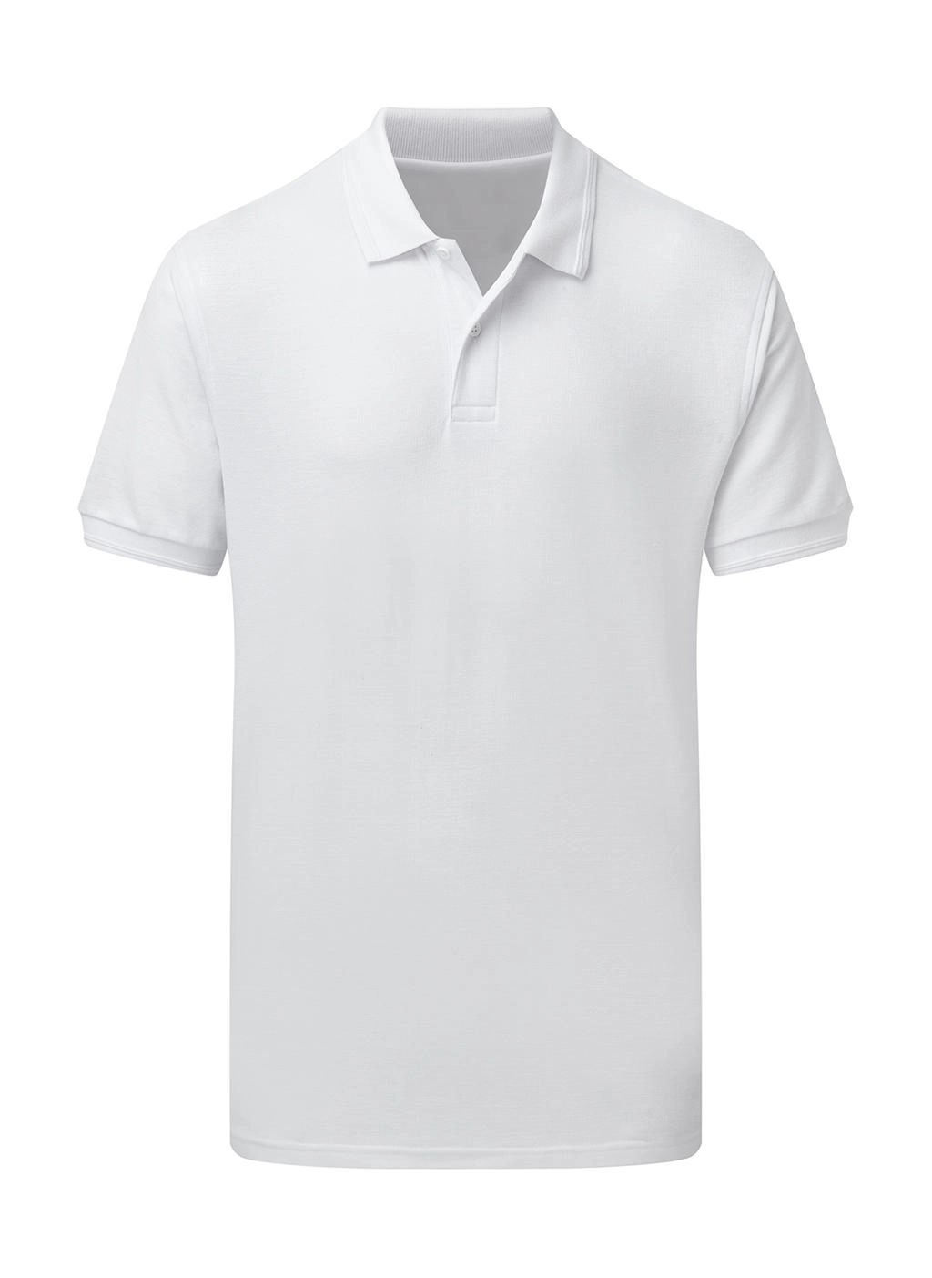 Poly Cotton Polo Men zum Besticken und Bedrucken in der Farbe White mit Ihren Logo, Schriftzug oder Motiv.
