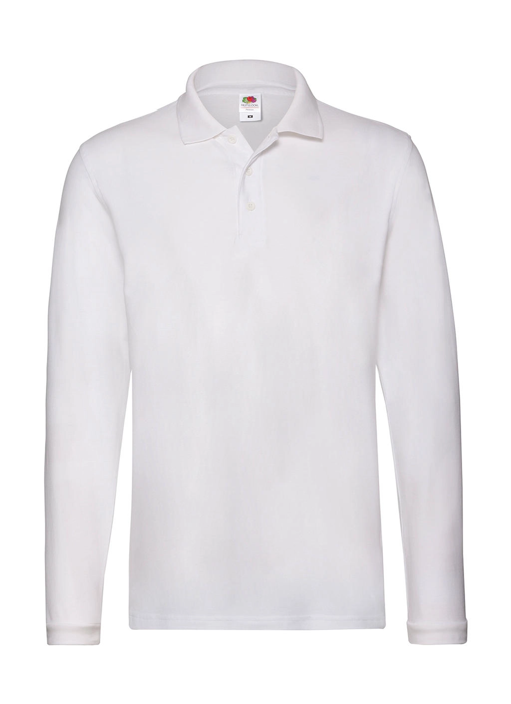 Premium Long Sleeve Polo zum Besticken und Bedrucken in der Farbe White mit Ihren Logo, Schriftzug oder Motiv.
