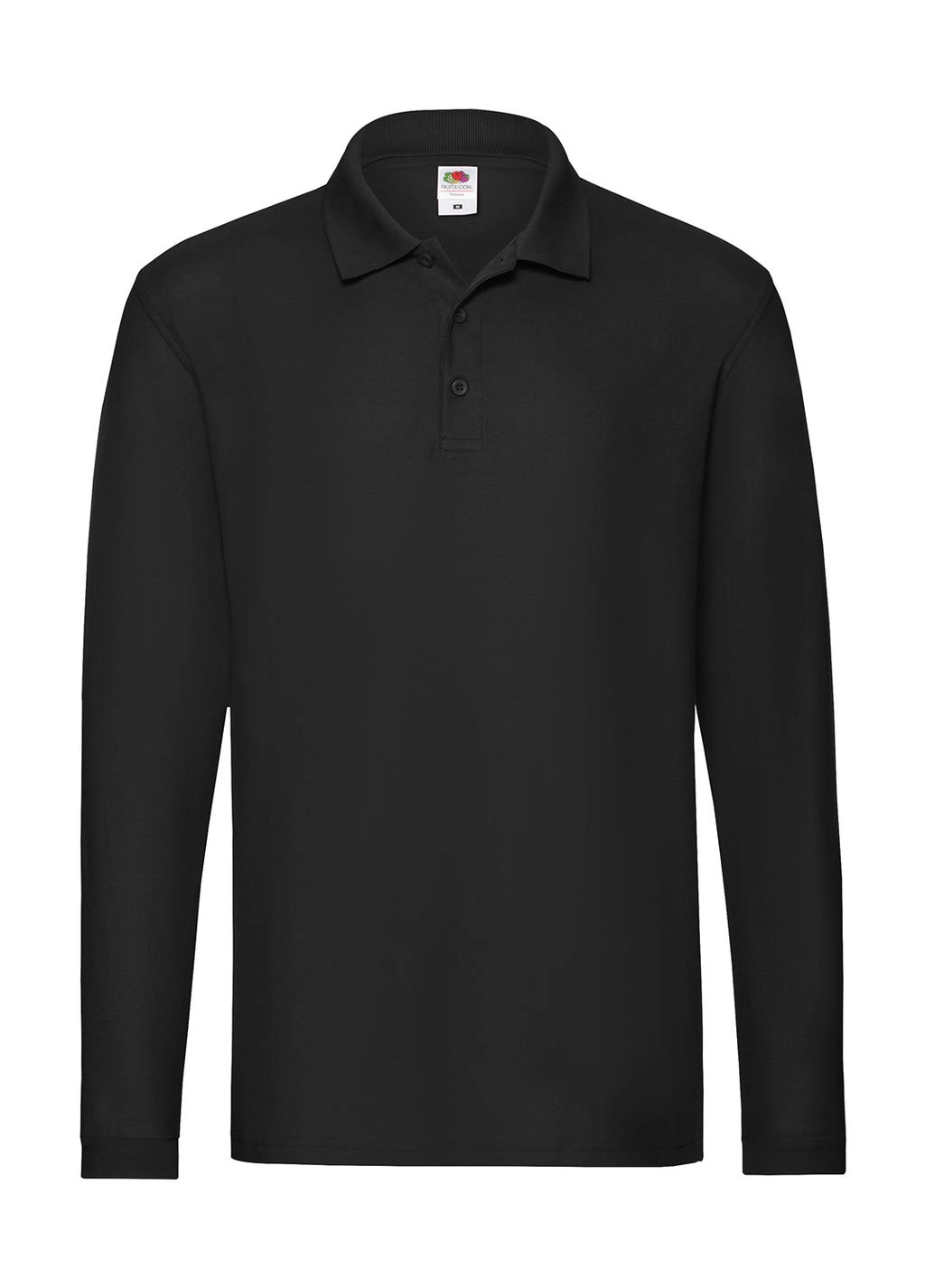 Premium Long Sleeve Polo zum Besticken und Bedrucken in der Farbe Black mit Ihren Logo, Schriftzug oder Motiv.