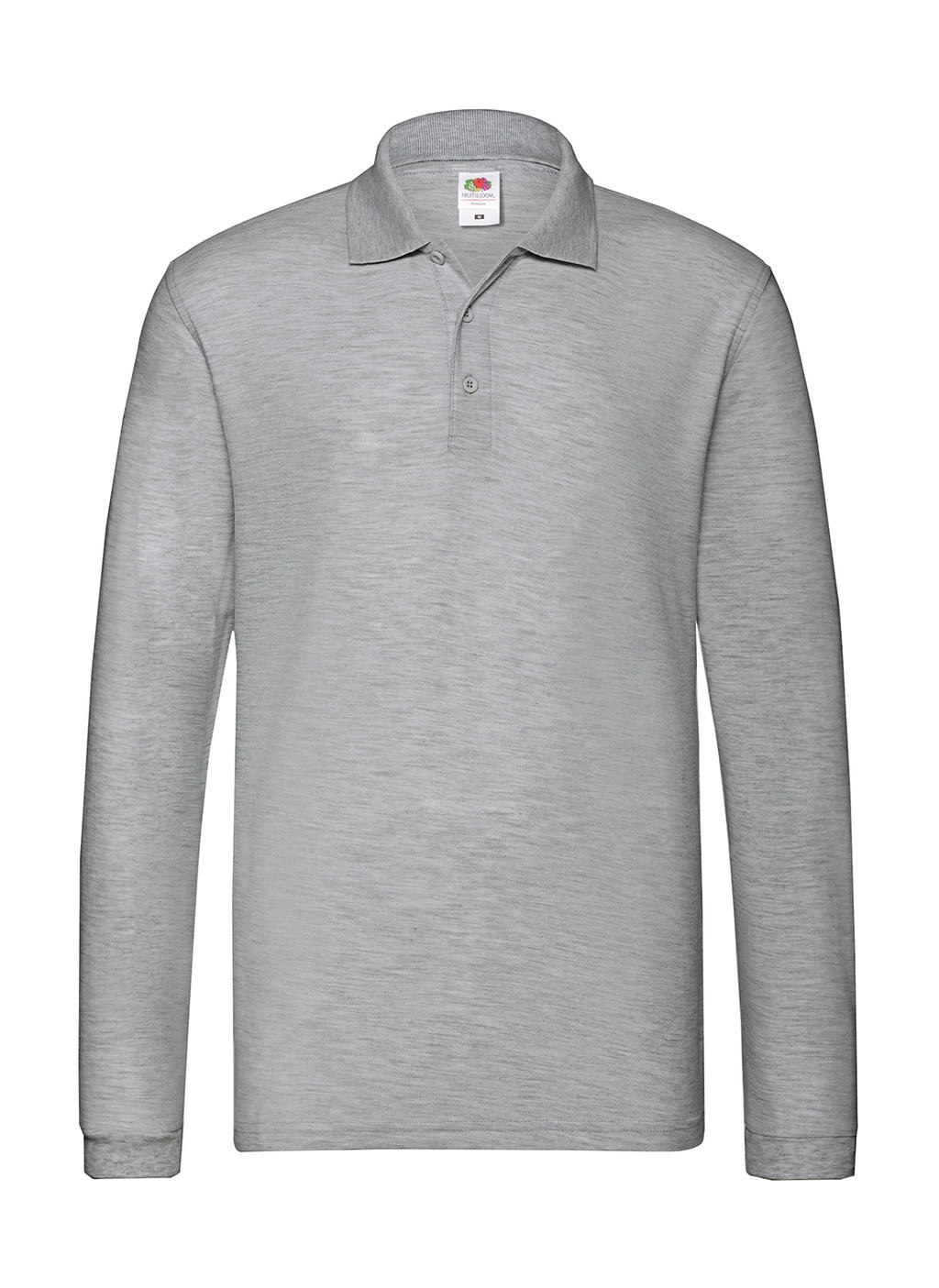 Premium Long Sleeve Polo zum Besticken und Bedrucken in der Farbe Athletic Heather mit Ihren Logo, Schriftzug oder Motiv.