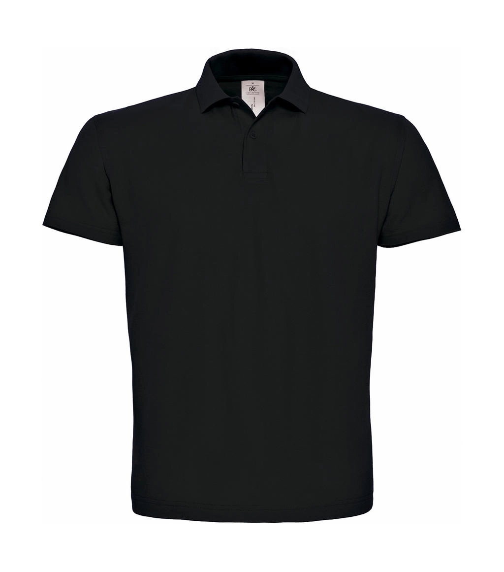 ID.001 Piqué Polo Shirt zum Besticken und Bedrucken in der Farbe Black mit Ihren Logo, Schriftzug oder Motiv.