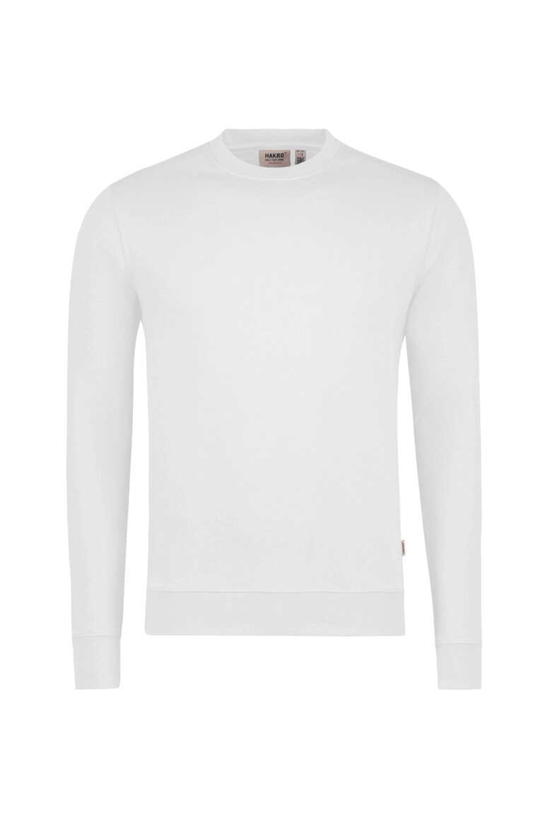 HAKRO Sweatshirt MIKRALINAR® ECO zum Besticken und Bedrucken in der Farbe Weiß mit Ihren Logo, Schriftzug oder Motiv.