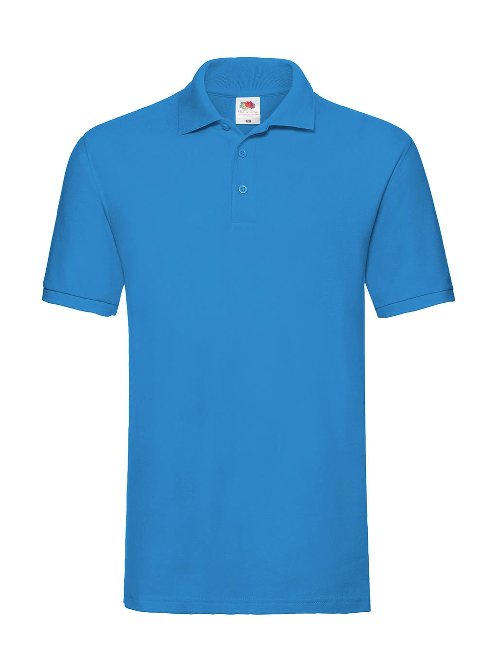 Premium Polo zum Besticken und Bedrucken in der Farbe Azure Blue mit Ihren Logo, Schriftzug oder Motiv.