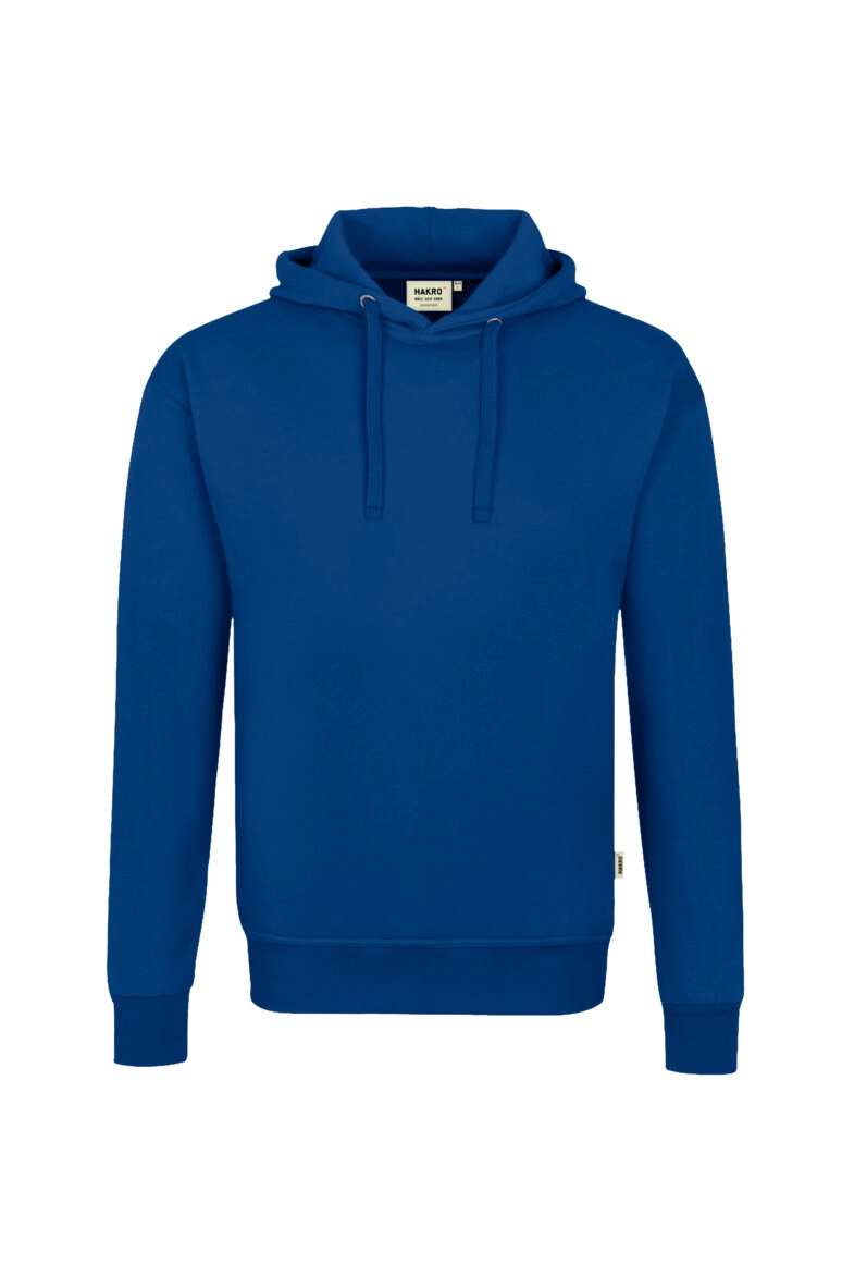 HAKRO Kapuzen-Sweatshirt Bio-Baumwolle GOTS zum Besticken und Bedrucken in der Farbe Royalblau mit Ihren Logo, Schriftzug oder Motiv.