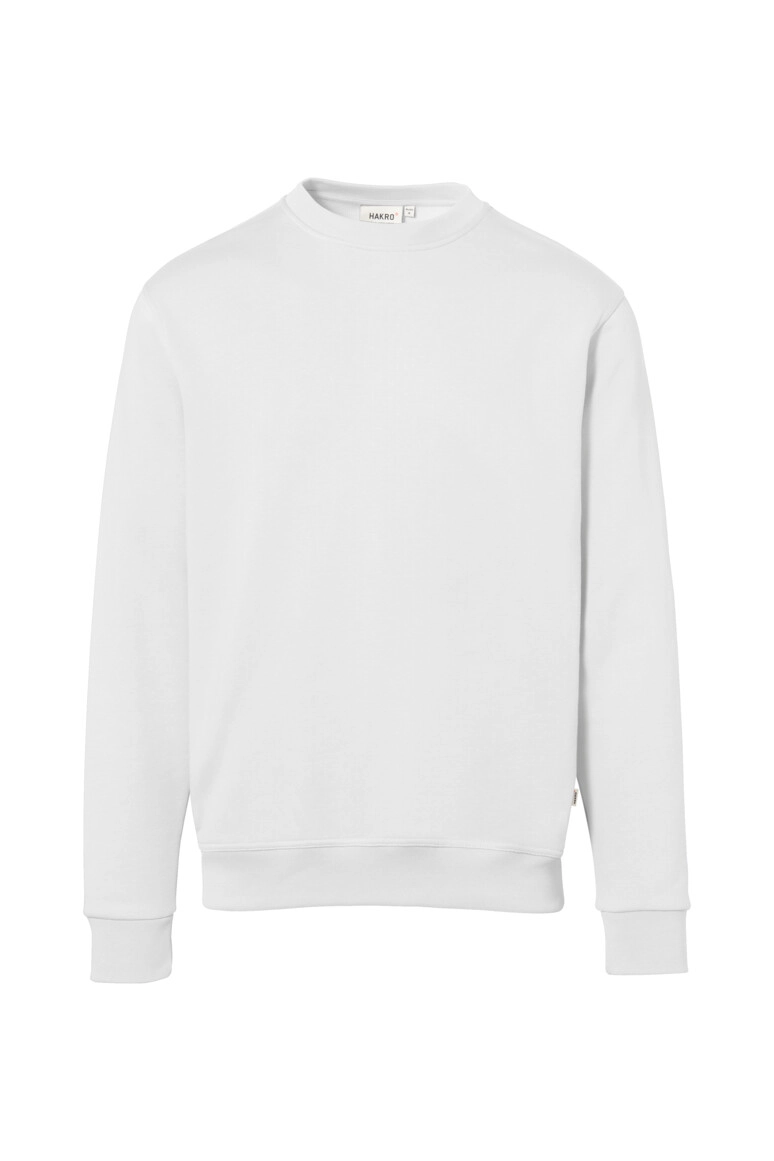 HAKRO Sweatshirt Bio-Baumwolle GOTS zum Besticken und Bedrucken in der Farbe Weiß mit Ihren Logo, Schriftzug oder Motiv.