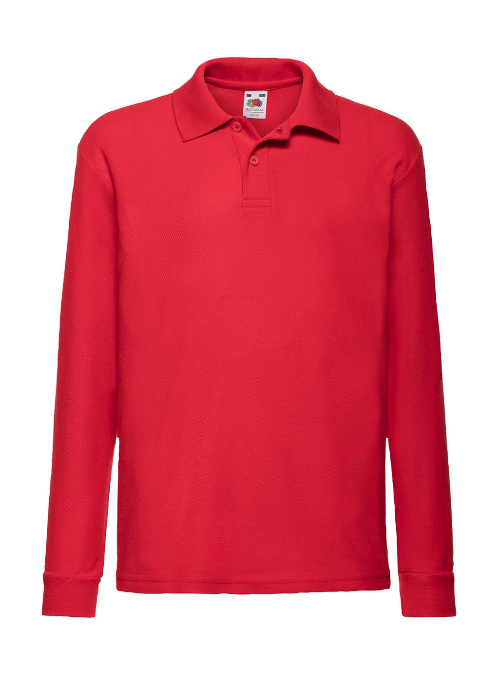 Kids` 65/35 Long Sleeve Polo zum Besticken und Bedrucken in der Farbe Red mit Ihren Logo, Schriftzug oder Motiv.
