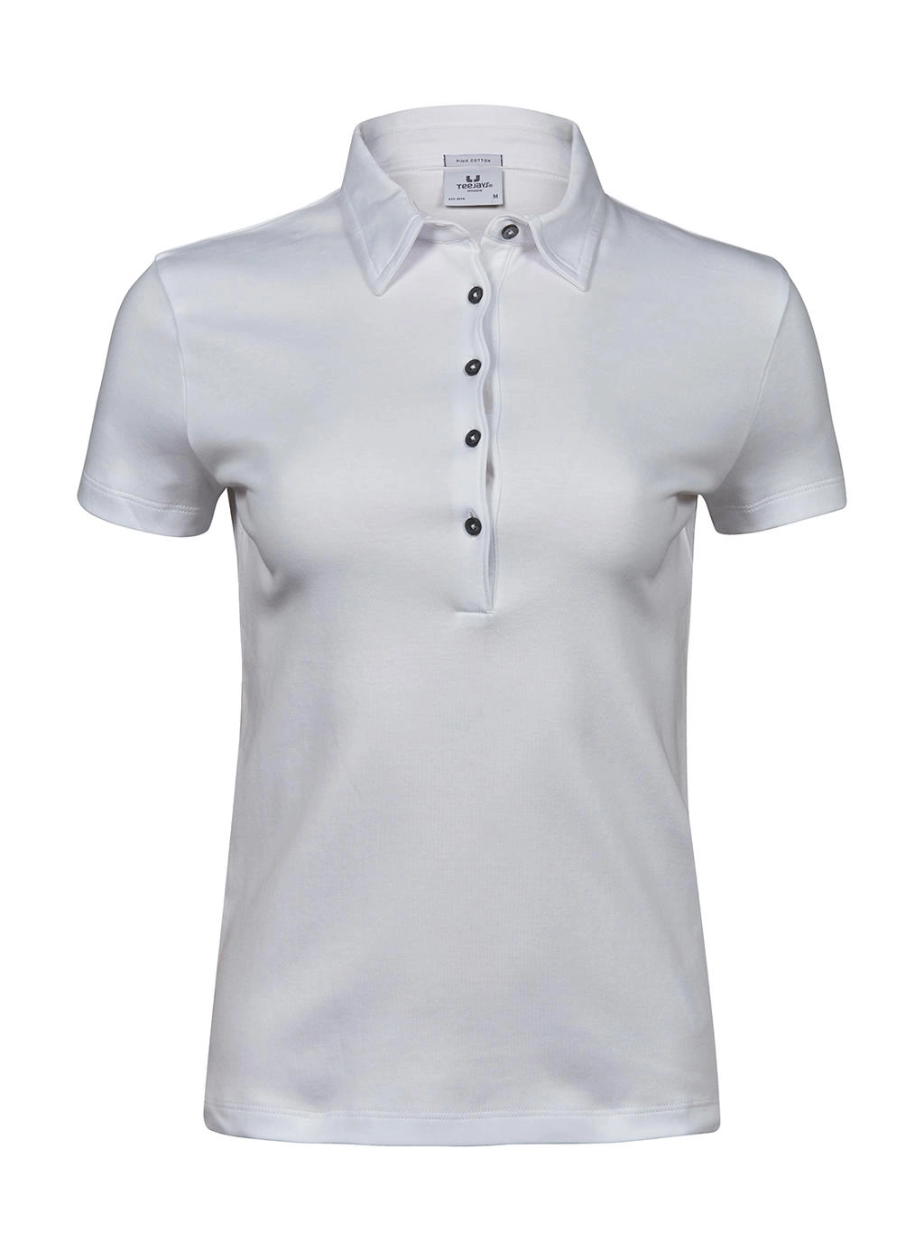 Ladies` Pima Cotton Polo zum Besticken und Bedrucken in der Farbe White mit Ihren Logo, Schriftzug oder Motiv.