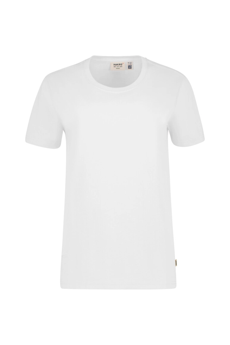HAKRO T-Shirt Bio-Baumwolle GOTS zum Besticken und Bedrucken in der Farbe Weiß mit Ihren Logo, Schriftzug oder Motiv.
