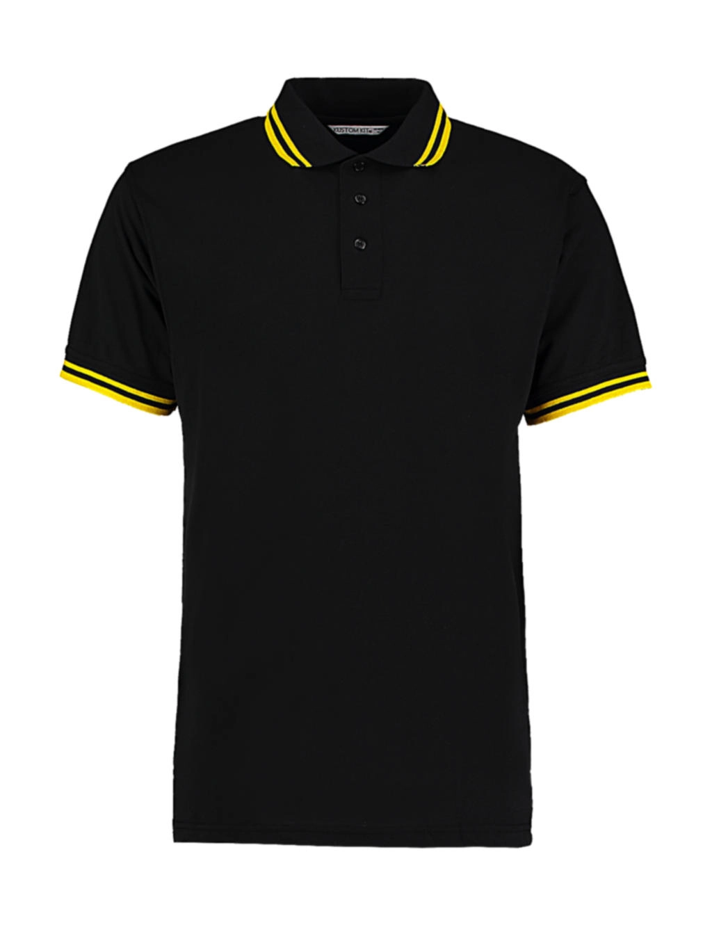 Classic Fit Tipped Collar Polo zum Besticken und Bedrucken in der Farbe Black/Yellow mit Ihren Logo, Schriftzug oder Motiv.