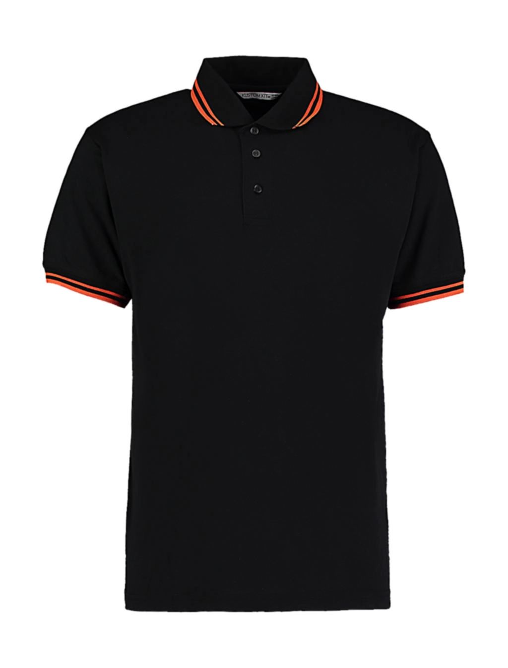 Classic Fit Tipped Collar Polo zum Besticken und Bedrucken in der Farbe Black/Orange mit Ihren Logo, Schriftzug oder Motiv.