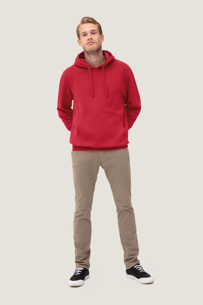 HAKRO Kapuzen-Sweatshirt Premium zum Besticken und Bedrucken in der Farbe Rot mit Ihren Logo, Schriftzug oder Motiv.