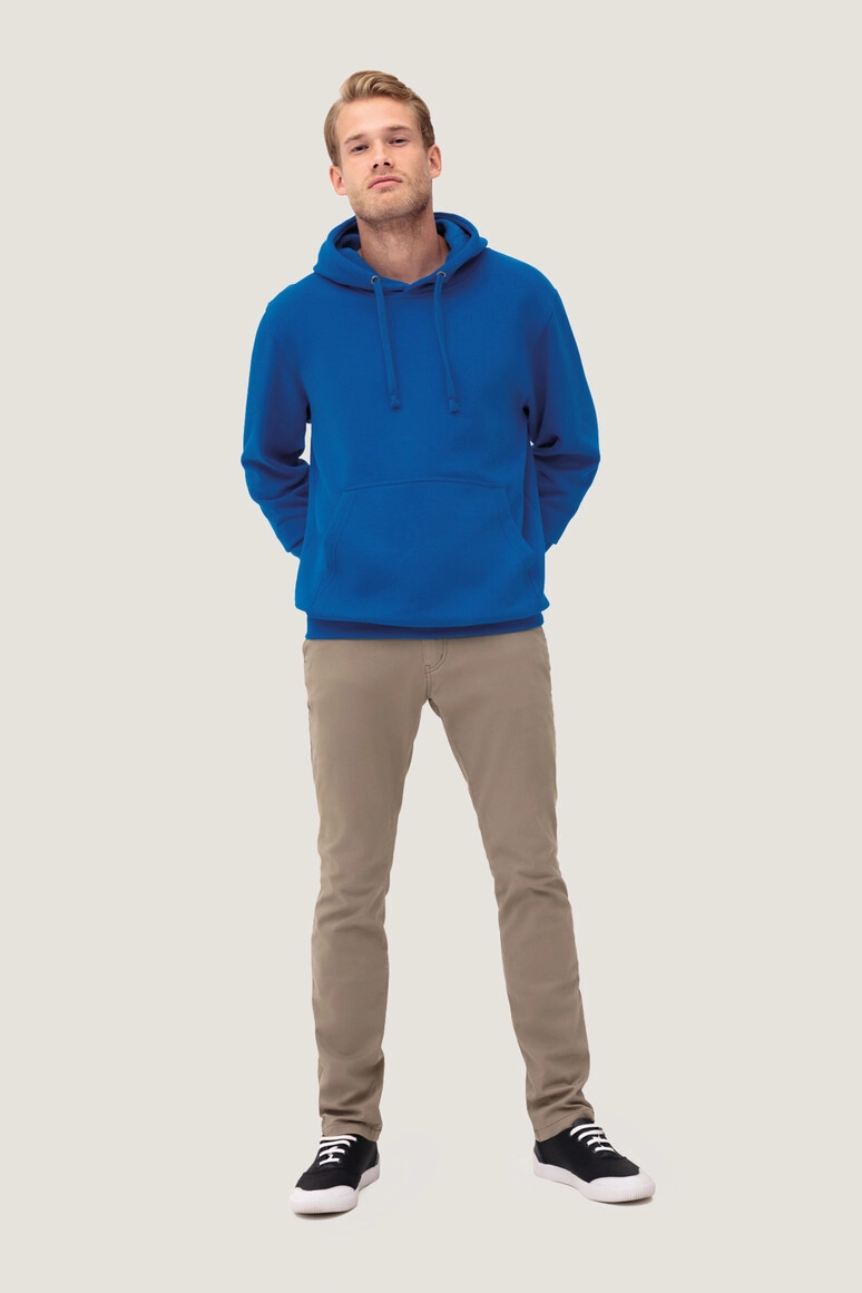 HAKRO Kapuzen-Sweatshirt Premium zum Besticken und Bedrucken in der Farbe Royalblau mit Ihren Logo, Schriftzug oder Motiv.