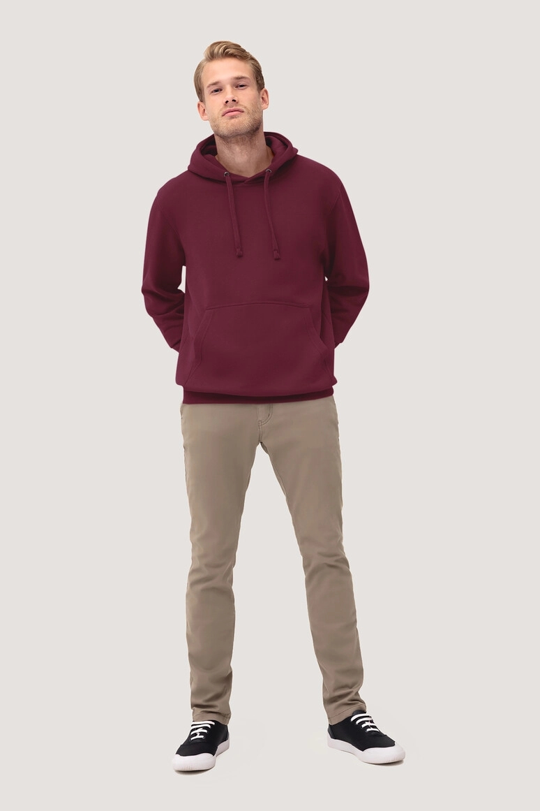 HAKRO Kapuzen-Sweatshirt Premium zum Besticken und Bedrucken in der Farbe Weinrot mit Ihren Logo, Schriftzug oder Motiv.
