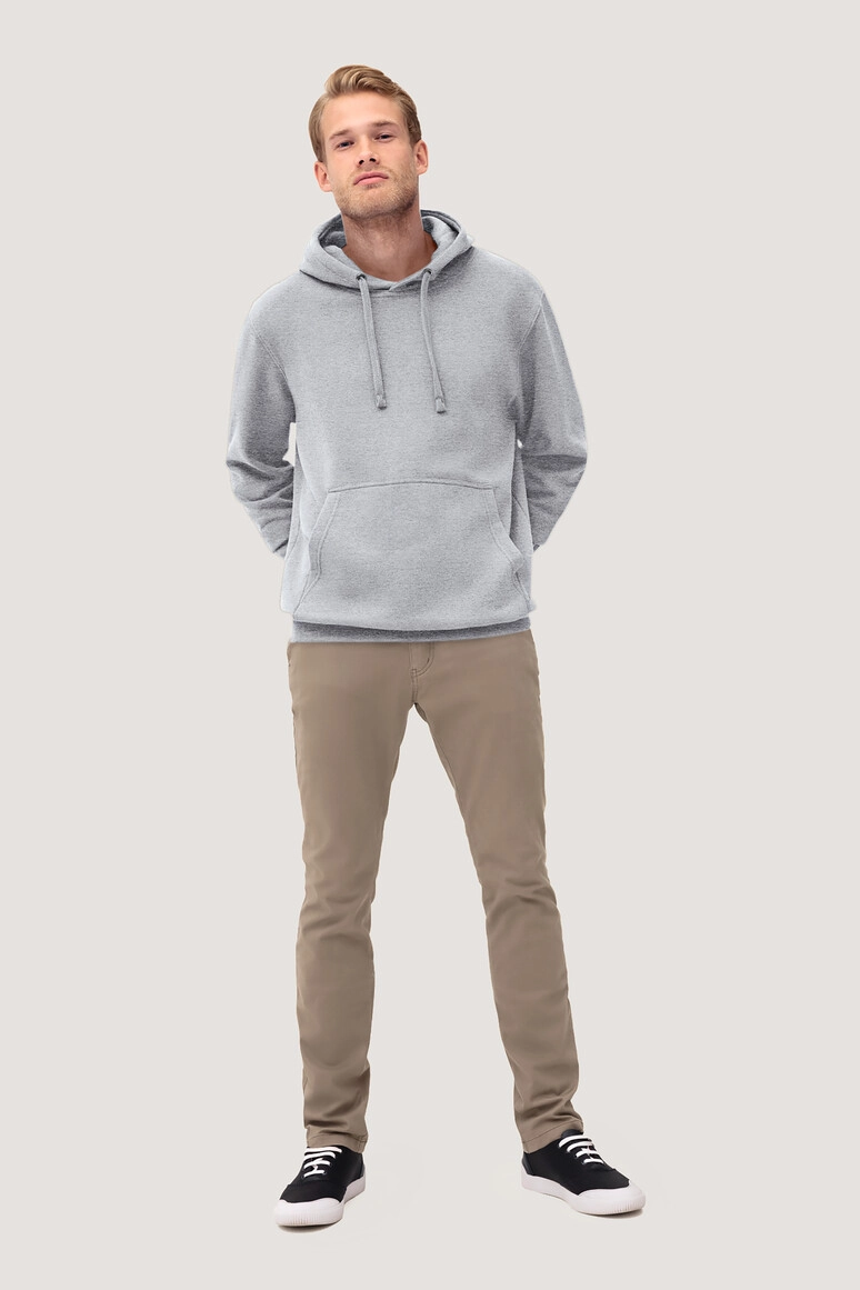 HAKRO Kapuzen-Sweatshirt Premium zum Besticken und Bedrucken in der Farbe Ash meliert mit Ihren Logo, Schriftzug oder Motiv.