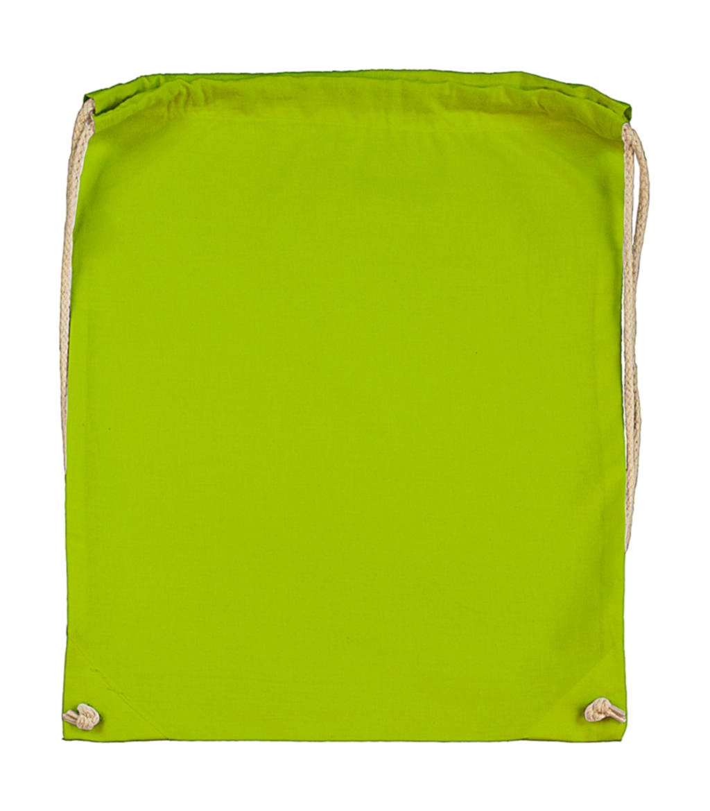 Cotton Drawstring Backpack zum Besticken und Bedrucken in der Farbe Lime mit Ihren Logo, Schriftzug oder Motiv.