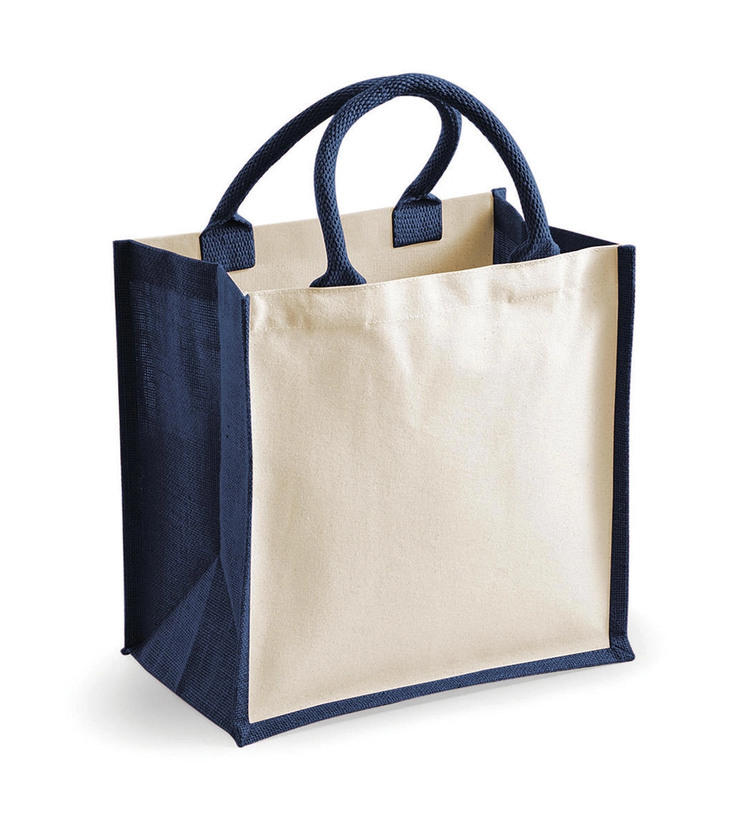 Printers` Midi Jute Bag zum Besticken und Bedrucken in der Farbe Navy mit Ihren Logo, Schriftzug oder Motiv.