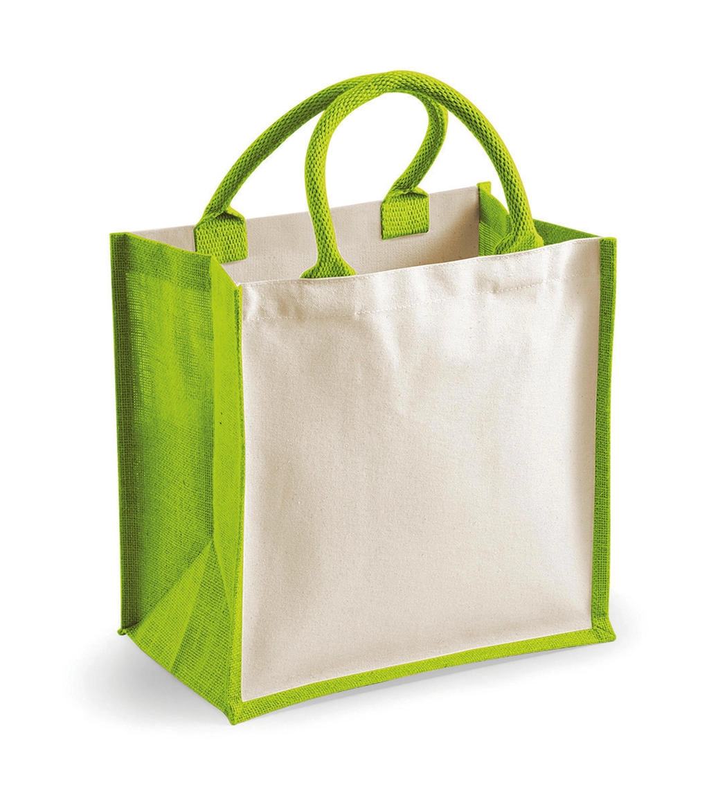 Printers` Midi Jute Bag zum Besticken und Bedrucken in der Farbe Apple Green mit Ihren Logo, Schriftzug oder Motiv.