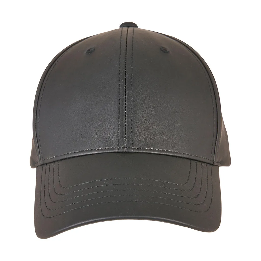 Synthetic Leather Alpha Shape Dad Cap zum Besticken und Bedrucken in der Farbe Black mit Ihren Logo, Schriftzug oder Motiv.