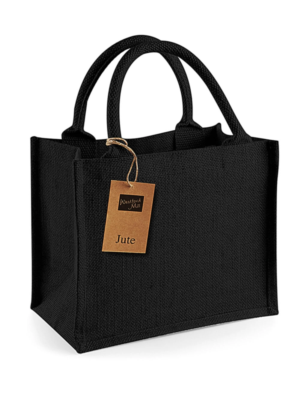 Jute Mini Gift Bag zum Besticken und Bedrucken in der Farbe Black/Black mit Ihren Logo, Schriftzug oder Motiv.