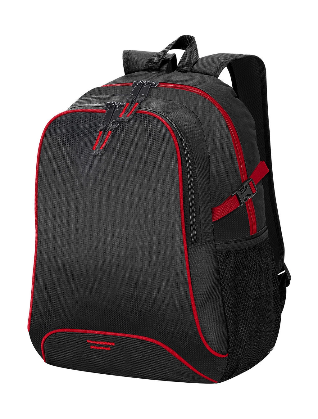 Osaka Basic Backpack zum Besticken und Bedrucken in der Farbe Black/Red mit Ihren Logo, Schriftzug oder Motiv.