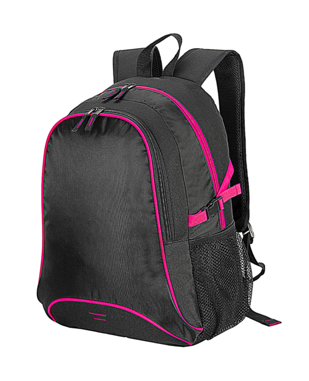 Osaka Basic Backpack zum Besticken und Bedrucken in der Farbe Black/Hot Pink mit Ihren Logo, Schriftzug oder Motiv.