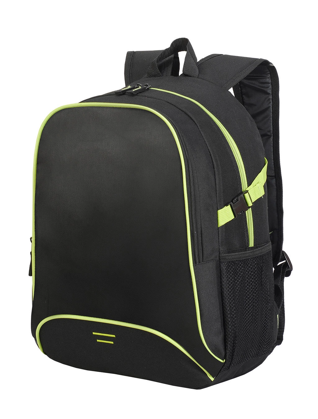 Osaka Basic Backpack zum Besticken und Bedrucken in der Farbe Black/Lime Green mit Ihren Logo, Schriftzug oder Motiv.