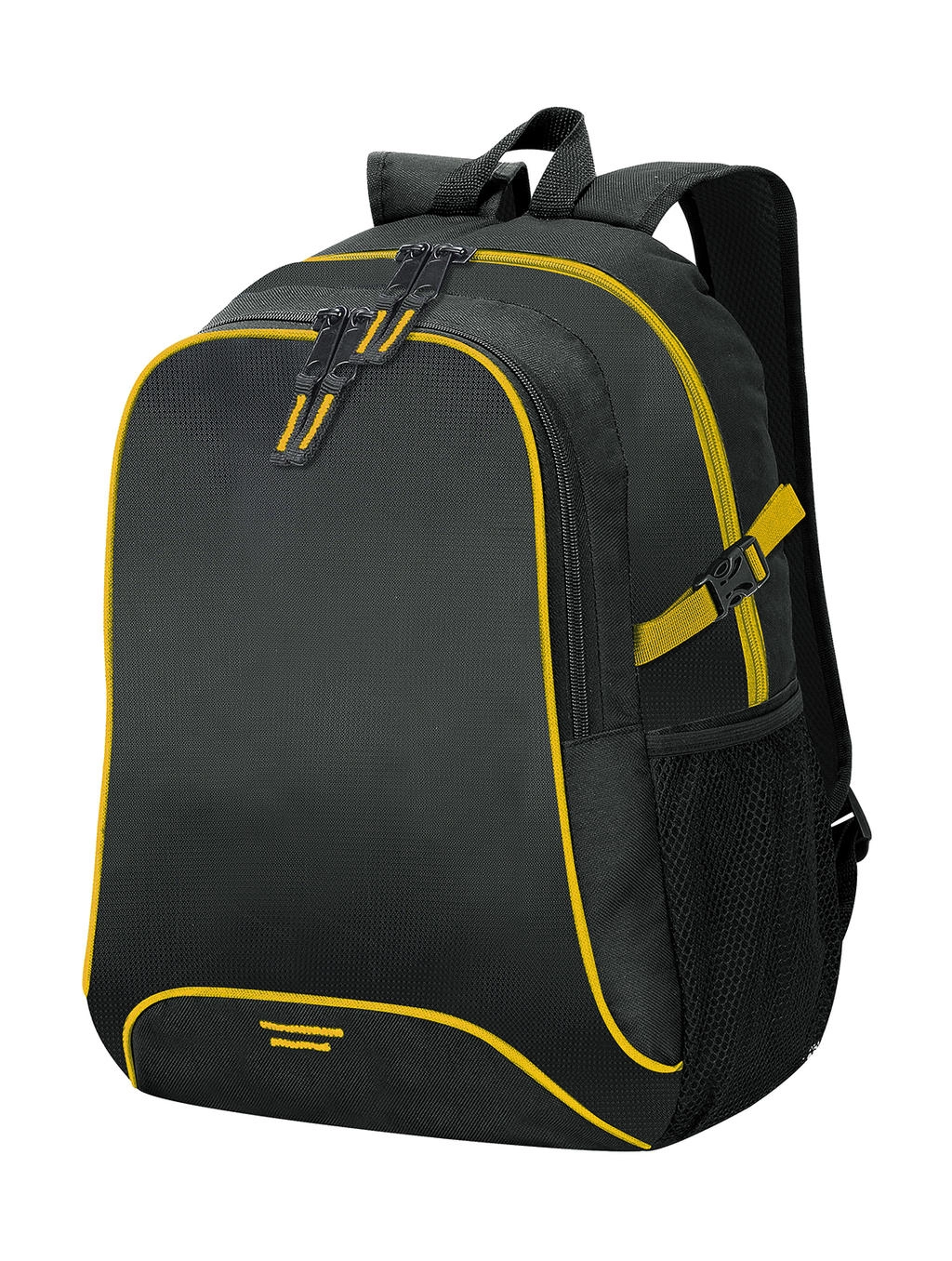 Osaka Basic Backpack zum Besticken und Bedrucken in der Farbe Black/Yellow mit Ihren Logo, Schriftzug oder Motiv.