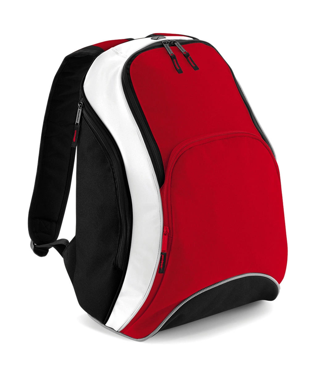 Teamwear Backpack zum Besticken und Bedrucken in der Farbe Classic Red/Black/White mit Ihren Logo, Schriftzug oder Motiv.