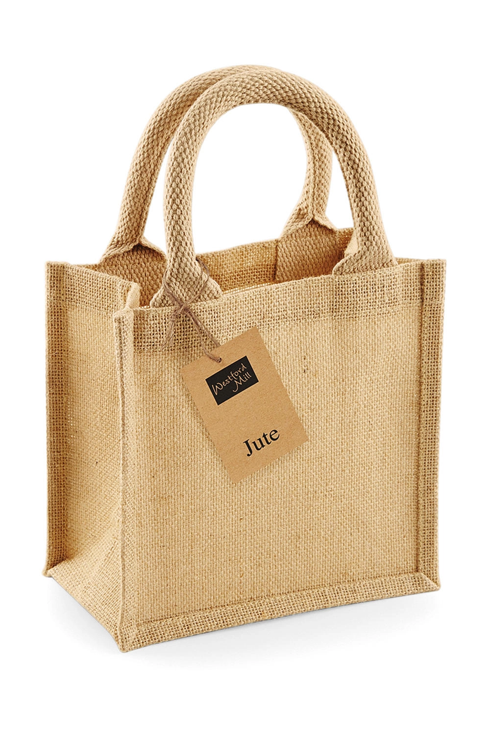 Jute Petite Gift Bag zum Besticken und Bedrucken in der Farbe Natural mit Ihren Logo, Schriftzug oder Motiv.