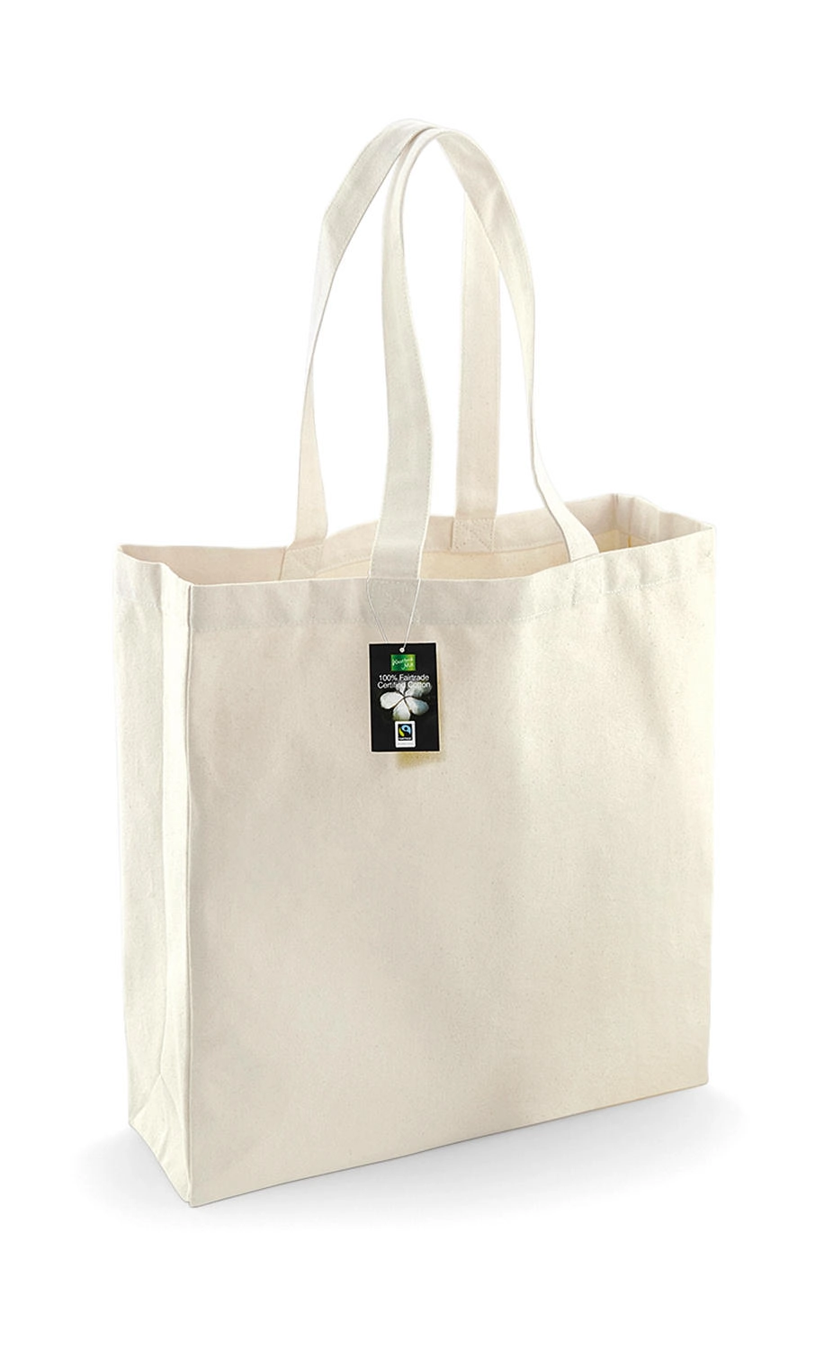 Fairtrade Cotton Classic Shopper zum Besticken und Bedrucken in der Farbe Natural mit Ihren Logo, Schriftzug oder Motiv.