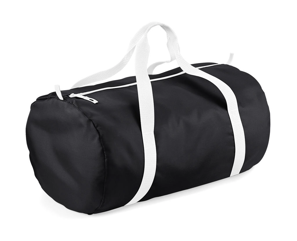 Packaway Barrel Bag zum Besticken und Bedrucken in der Farbe Black/White mit Ihren Logo, Schriftzug oder Motiv.