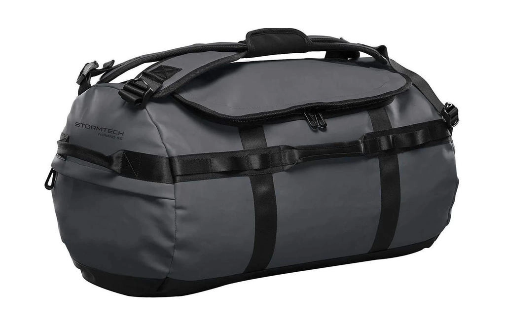 Nomad Duffle Bag zum Besticken und Bedrucken in der Farbe Graphite/Black mit Ihren Logo, Schriftzug oder Motiv.