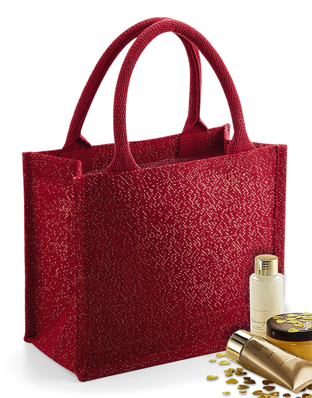 Shimmer Jute Mini Gift Bag zum Besticken und Bedrucken mit Ihren Logo, Schriftzug oder Motiv.