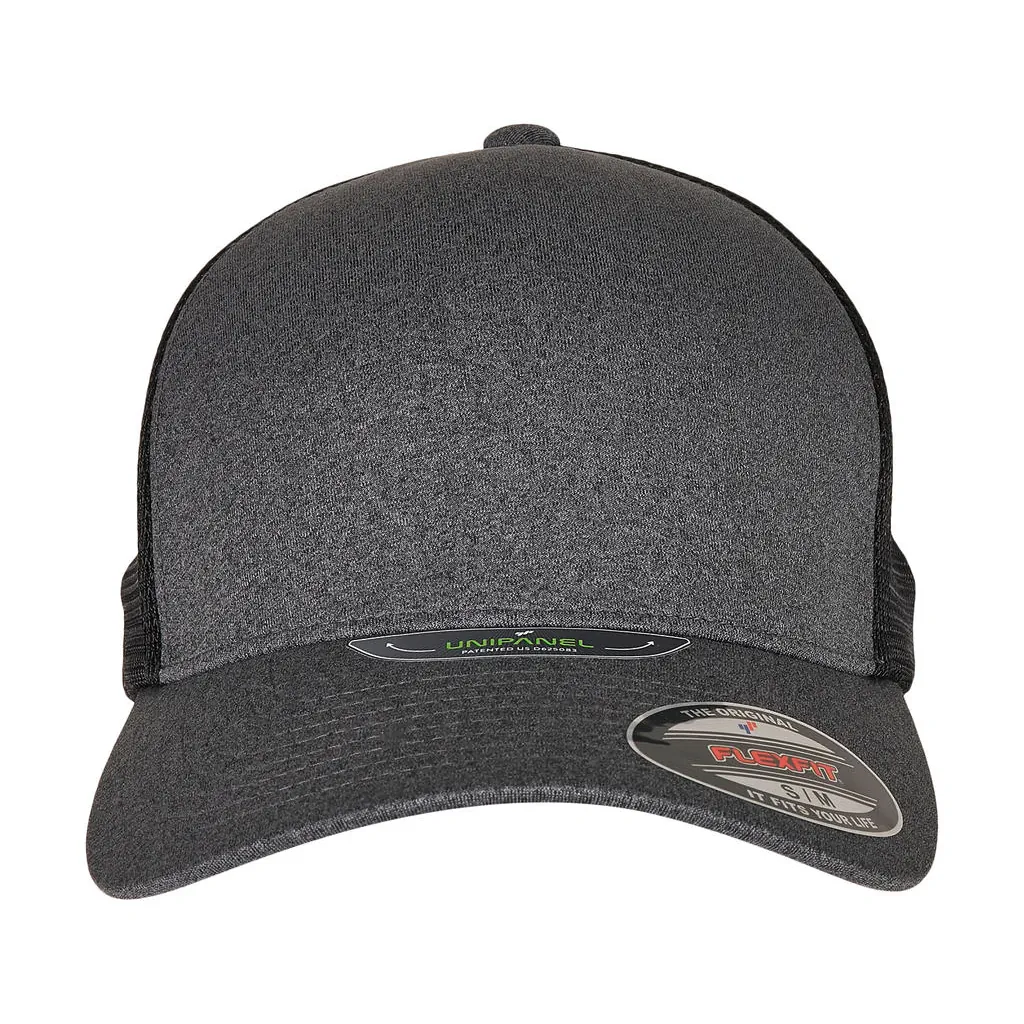 Flexfit Unipanel™ Cap zum Besticken und Bedrucken in der Farbe Dark Grey/Black mit Ihren Logo, Schriftzug oder Motiv.