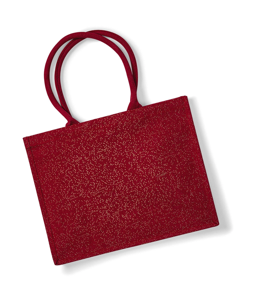 Shimmer Jute Shopper zum Besticken und Bedrucken in der Farbe Red/Gold mit Ihren Logo, Schriftzug oder Motiv.