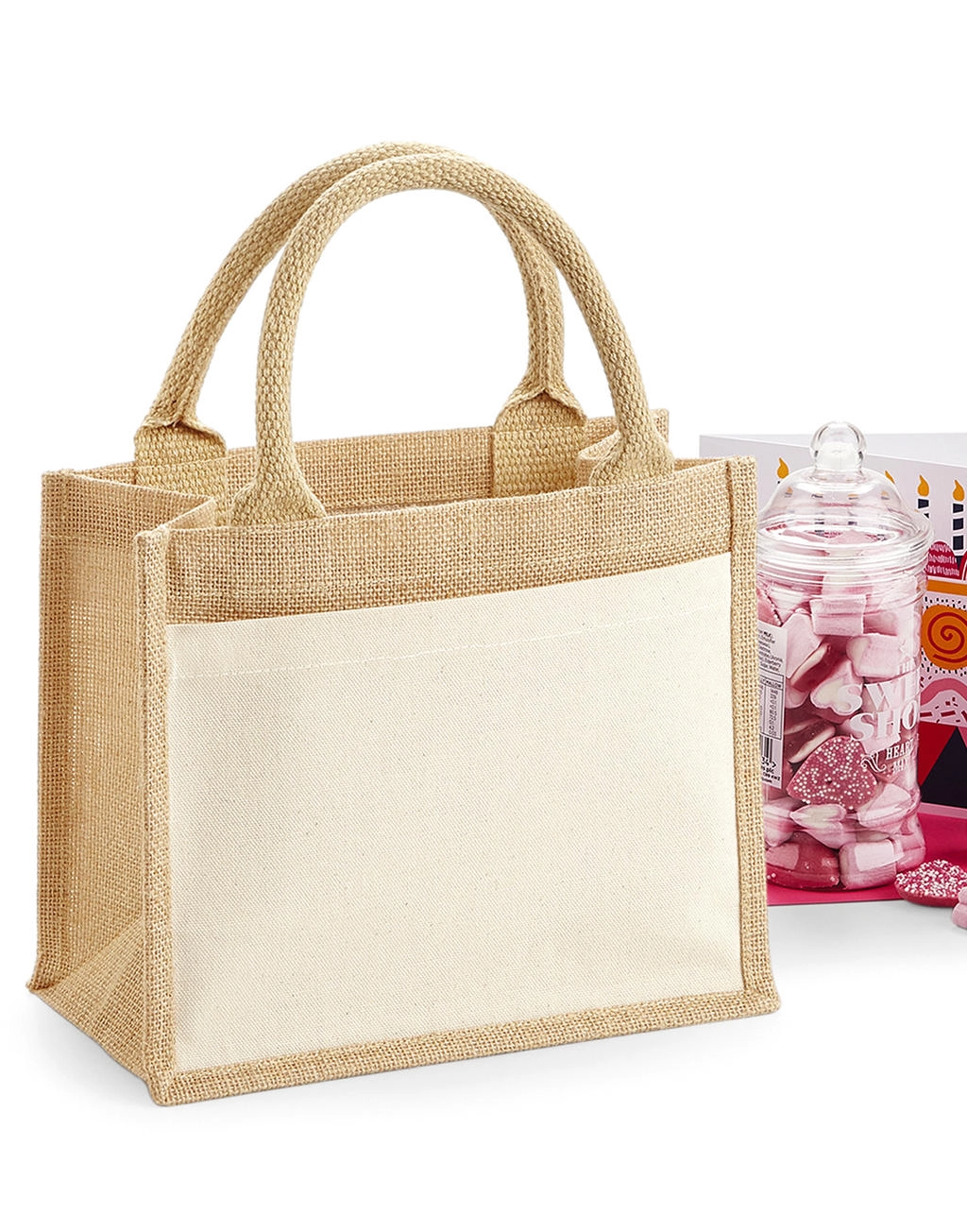 Cotton Pocket Jute Gift Bag zum Besticken und Bedrucken mit Ihren Logo, Schriftzug oder Motiv.