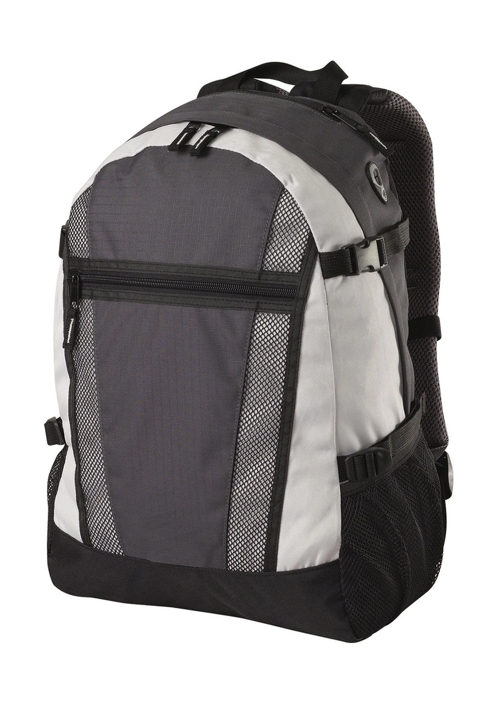 Indiana Student/ Sports Backpack zum Besticken und Bedrucken in der Farbe Dark Grey/Off White mit Ihren Logo, Schriftzug oder Motiv.