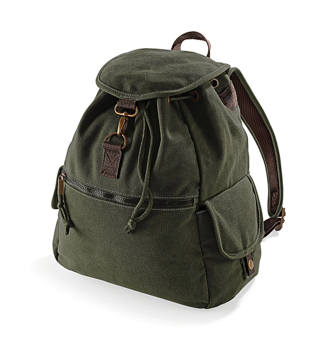 Vintage Canvas Backpack zum Besticken und Bedrucken in der Farbe Vintage Military Green mit Ihren Logo, Schriftzug oder Motiv.