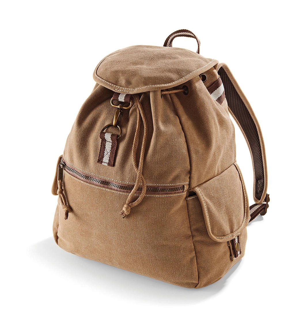Vintage Canvas Backpack zum Besticken und Bedrucken in der Farbe Sahara mit Ihren Logo, Schriftzug oder Motiv.