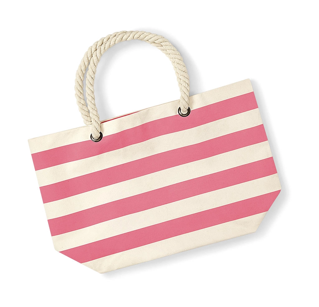 Nautical Beach Bag zum Besticken und Bedrucken in der Farbe Natural/Pink mit Ihren Logo, Schriftzug oder Motiv.