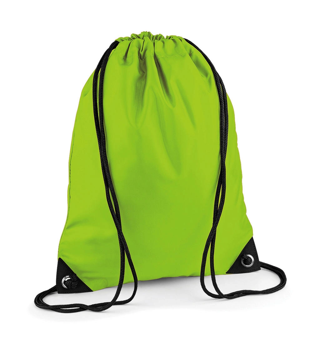 Premium Gymsac zum Besticken und Bedrucken in der Farbe Lime Green mit Ihren Logo, Schriftzug oder Motiv.