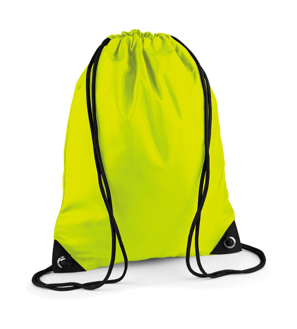 Premium Gymsac zum Besticken und Bedrucken in der Farbe Fluorescent Yellow mit Ihren Logo, Schriftzug oder Motiv.