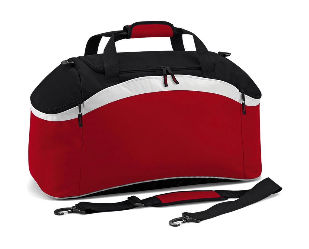 Teamwear Holdall zum Besticken und Bedrucken in der Farbe Classic Red/Black/White mit Ihren Logo, Schriftzug oder Motiv.