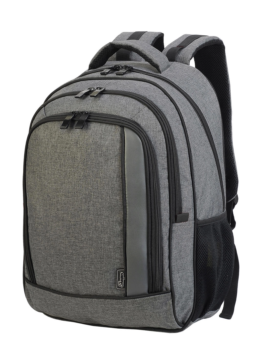 Frankfurt Smart Laptop Backpack zum Besticken und Bedrucken in der Farbe Grey Melange/Black mit Ihren Logo, Schriftzug oder Motiv.